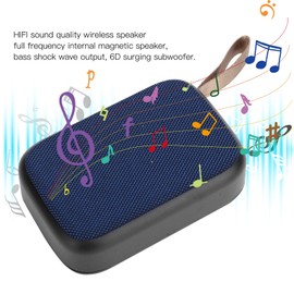 Bluetooth4.2 Speaker, HiFi Sound Stereo Subwoofer Portable USB Mini Music Player, with FM Radio, Hands Calls, for Indoor, Outdoor (Blue)