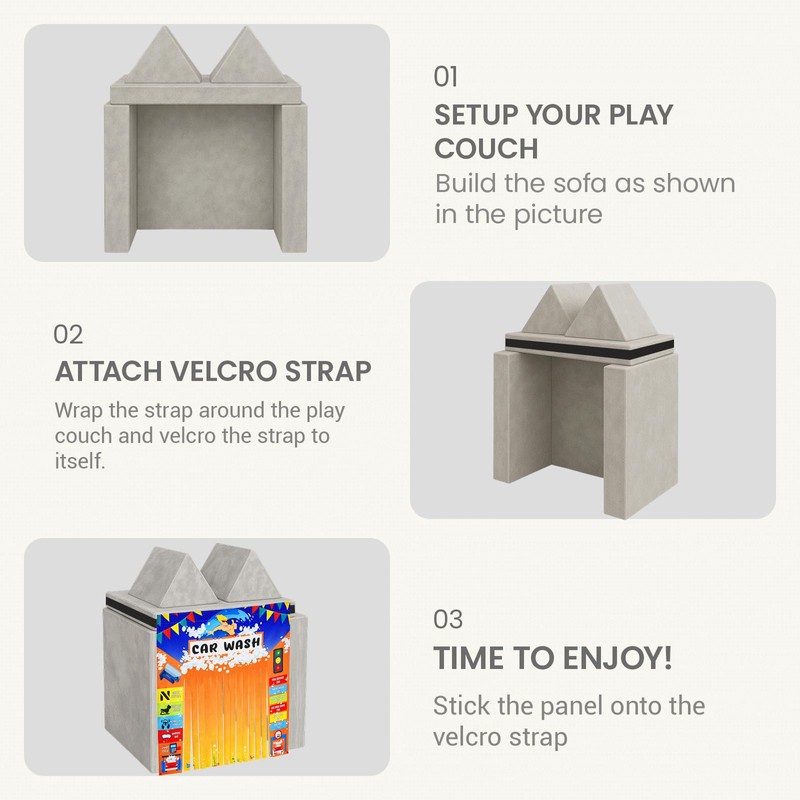 HAJOROM Play Panel for Kids Play Couch Childrens Car Wash