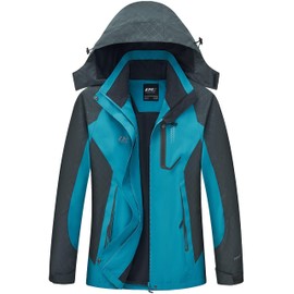 Diamond Candy Women's Waterproof Rain Jacket with Hood Lightweight Outdoors Raincoat Blue XL