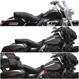 XMTMOTO Hammock Passenger+RiderDriver Seat for Harley Davidson Touring and Tri Glide models 2009-2021, for Road King Street Glide Road Glide Electra Glide models,Black