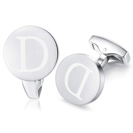 Honey Bear Letters Initials Letter Cuff Links Mens Stainless Steel Wedding Cufflinks Cuff Links Brushed Silver - 14mm