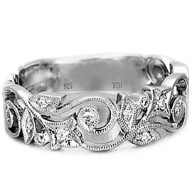 Ladies 925 Sterling Silver Ladies Unique Wedding Band Engagement Ring size Q