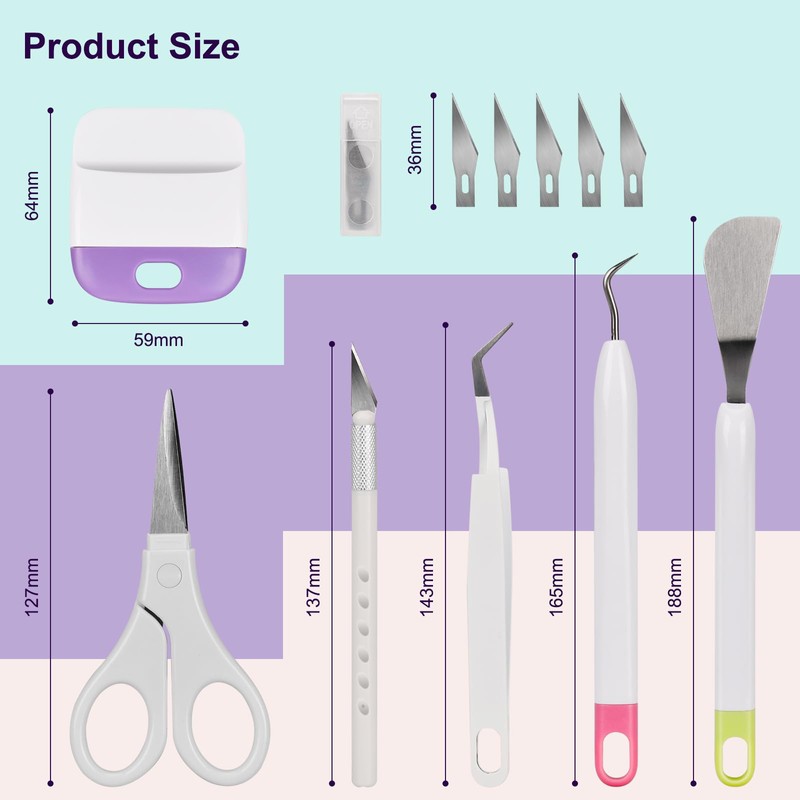 MAMIELIZ Pack of 13 Plotter Accessories Vinyl Weeding Tools DIY