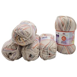 5 x 100 g Everyday Worsted Line Antipilling Wool, Multicoloured, 500 g Knitting Wool with Anti-Pilling Effect, Baby Wool (Beige, Orange, Lilac, among others, 74711)