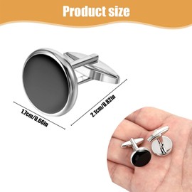 dinghaole Mens Black Cufflinks, Stainless Steel Classic Tone Black Round Retro Cufflinks, Cuff Links Groom Classic for Men Suitable for Wedding, Banquet, Ceremony, Business, Party, Elegant Style