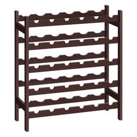 SONGMICS 30-Bottle Wine Rack, 5-Tier Freestanding Floor Bamboo Wine Holder, Display Stand Shelves, Wave Bars, Espresso UKWR25BR