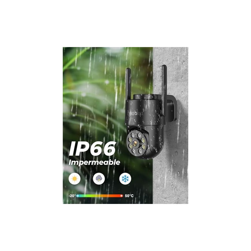 Reobiux 4MP WiFi Camara de Seguridad Exterior/Interior