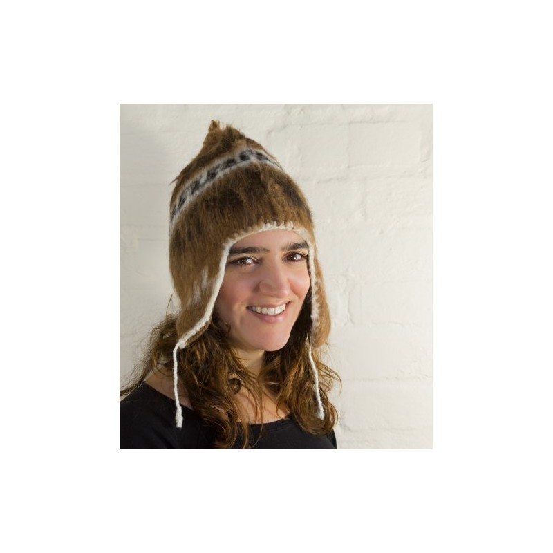 Tumia LAC Alpaca Knitted Adult Light Grey Chullo Hat with
