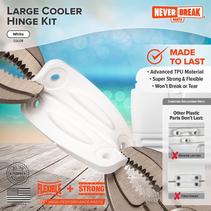 NeverBreak Parts -3 Pack White Igloo Cooler Hinges Replacement with