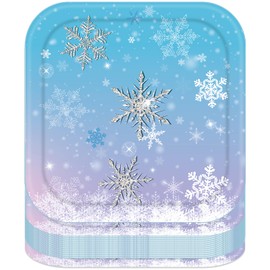 25 Count Christmas Paper Plates Christmas Disposable Plates Christmas Party Tableware Christmas Snowflakes Dinner Plates for Christmas Holiday Dining Party (9 Inch) (Christmas Snowflakes)