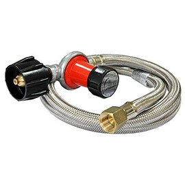 Stanbroil 0-30PSI High Pressure Adjustable Propane Regulator Type 1 Connection with 3/8 Female Flare Swivel Fitting and 48-Inch Stainless Steel Braided Hose Assembly Kit