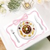 JarThenaAMCS 50 Sheets Pink Bow Paper Placemat Coquette Bowknot Place