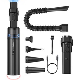Chuboor 13000PA Powerful Car Vacuum Cleaner High Power Cordless Rechargeable, Handheld Vacuum, Portable Mini Vacuum with LED SOS Light, Small Hand Held Vacuuming Cordless(P16-Black)