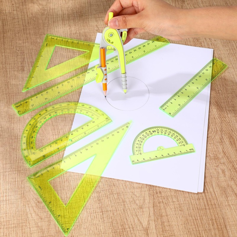 Zonon 1 Set Plastic Geometry Math Set 7 Pcs Includes