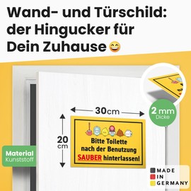DankeDir! Toilette Sauber Verlassen - 30 x 20 cm Sign - Funny Toilet Door Sign for Hanging - Decorative Funny for Guest Toilet Men Guest Toilet Wall