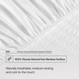 DOZ Mattress Protector, 100% Viscose Derived from Bamboo Surface, 3D Air Fabric Mattress Cover, 100% Waterproof, Cooling, Ultra Soft, Noiseless, 16 inch Deep Pocket (King)