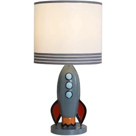 HERBESTBAY Kids Bedside Table Lamp, Adorable 14 Inch Rocket Ship Design with Cute Lampshade, Space lamp Ideal for Children's Bedroom Decor, Includes LED Bulb