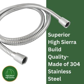 High Sierra Showerheads® - Shower Hose Chrome Finish with Non-Toxic and Safe Silicone Inner Tube – Extra Long, Flexible Shower Hose – 72 Inches – 304 Stainless Steel