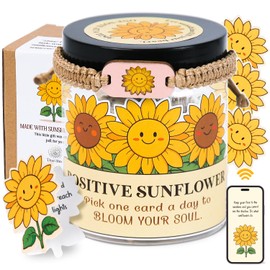 Sunflower Gifts for Women – Positive Affirmation Cards in a Jar for Mom, Teacher, Friend, Boss, Coworker, Sister, Teen Girl Gifts Trendy Stuff - Daily Inspirational Notes for Encouragement, Thank you, Birthday & Appreciation - 60 Motivational Emotional S