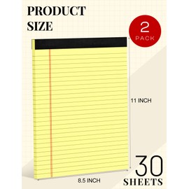 Legal Pads 8.5 x 11 Yellow Notepads 8.5 x 11 Lined Paper 8-1/2 x 11 Legal Pad Lined Paper Pads 8.5 x 11 Note Pads 2 Pack Lined Writing Pads of Paper 8.5 x 11 Notepad Yellow Paper Pads 30 Sheets/Pad