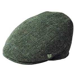 Failsworth Millinery Stornoway Harris Tweed Flat Cap (Latest Version) in Pattern 2012 - Grey, Size: Large (59cm)