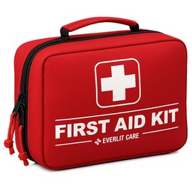 Everlit Care 380 Pcs First Aid Kit All-Purpose Medical Essential Kit for Cuts, Scrapes, Burns, Emergency Preparedness | for Home, Office, Car, Travel, Camping, Outdoor (Red)