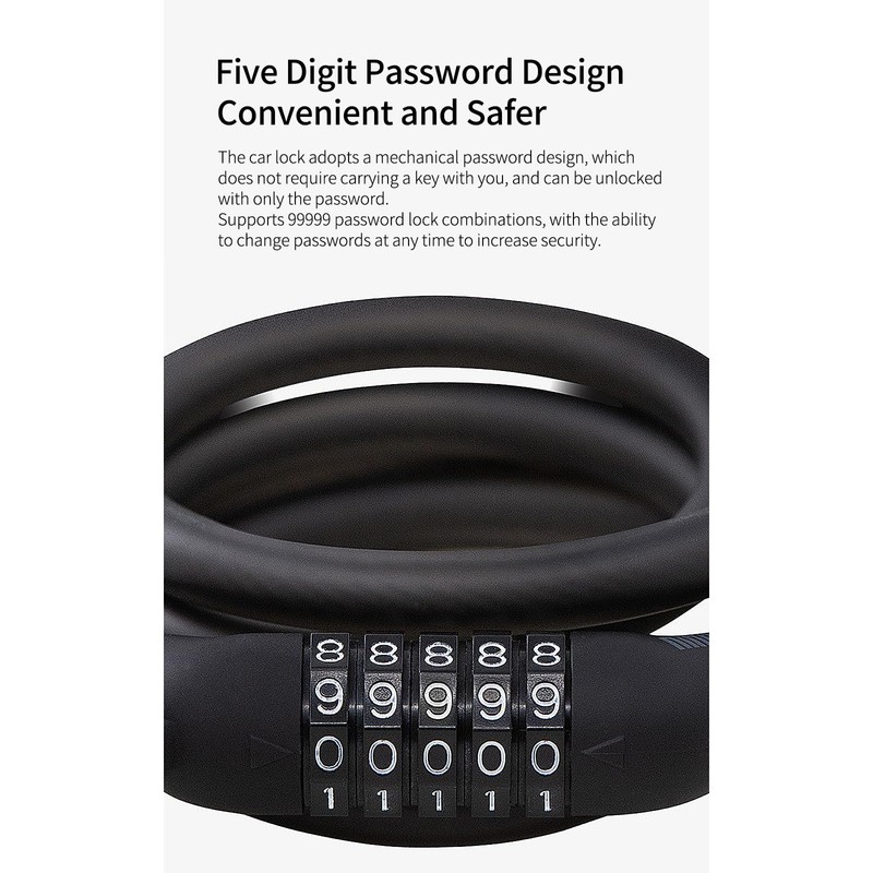 5 Digit Password Lock, Scooter Anti-Theft Combination Lock, 4 Foot
