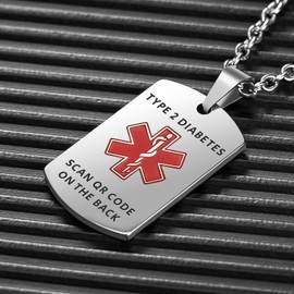 MYLUCKYTAG QR Code Medical Alert Necklace for Men Women - Stainless Steel Engraved Medical ID Tag - Free Online Emergency Medical Profile - Emergency Med Alert Necklace & Jewelry - Medical ID Pendant