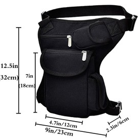 FiveloveTwo Small Multi-Purpose Drop Waist Leg Bag Military Utility Tactical Hip Molle Pack Sport Camping Hiking Motorcycle Racing Thigh Pouch, Black, 2,