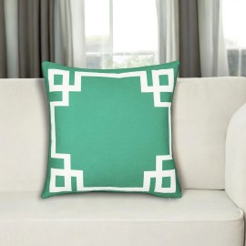 Homeroots 18" Green and White Geometric Throw Pillow Cover