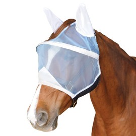 Schneiders X-Spand Mosquito Mesh Sun Visor Fly Horse Mask | 40% UV Shield | X-Spand Spandex Jaw for Secure Fit | Forelock Saver Design | Color Blue | Size Full Horse