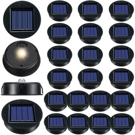 24 Pieces Replacement Solar Light Top Parts Waterproof Warm White LED Solar Panel Hanging Lantern Lids Outdoor Solar Lantern Light Lids for Hanging Lanterns Patio Garden Decor (3.15 Inch)