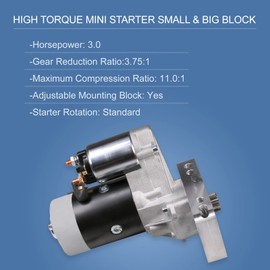 BUSIDN High Torque 3 HP 9 Tooth Mini Starter 153/168 Tooth for Small/Big Block - Replacement for Chevy BBC SBC