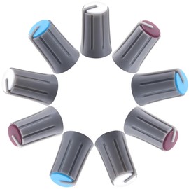 CustomyLife 9pcs 6mm D Type Potentiometer Knob, Plastic Guitar Volume Tone Rotary Knob, Bass Control Knob Replacement for Encoder Electric Guitar Speaker Mixer Board White Brown Blue