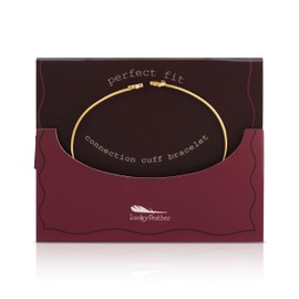 Lucky Feather Connection Gold Cuff Bracelets for Women - Elegant 14k Gold-Dipped Cuff Bracelet - Nickel-Free, Adjustable to Fit Most Wrists - Adorable Gifts for Women and Teenagers