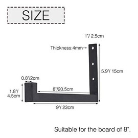 OVOV 6 Pack Heavy Duty Shelf Brackets Wall Mounted Industrial Farmhouse Floating Shelf Brackets with Lip (Black 6")