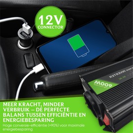 EcoLine - Inverter 12V to 220V / 230V - Power 600W / 1200W - Modified Sine Wave - Voltage Converter