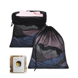 OTraki Pack of 2 Laundry Net Large for Washing Machine, 50 x 60 cm Laundry Net with Drawstring Closure, Laundry Bag, Travel, Fine Mesh, Reusable Laundry Bag for College Dorm