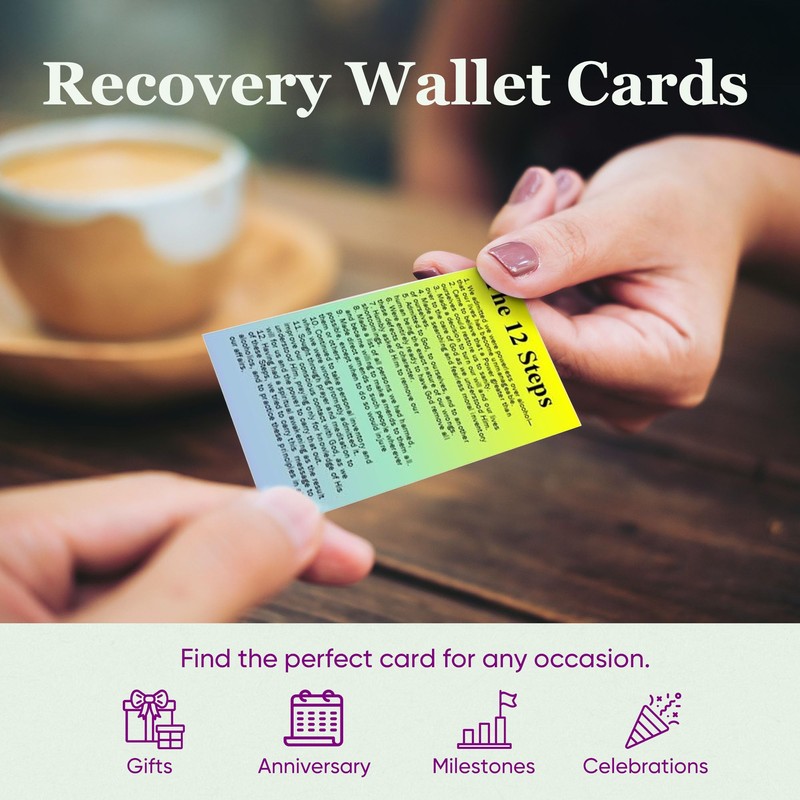 10 Pack Sobriety Cards for Wallet - AA 12 Step