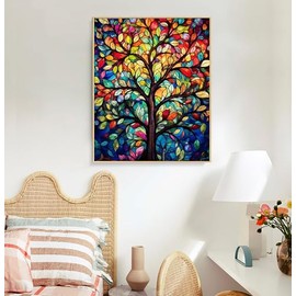 Paint by Numbers Kit for Adults Framed Canvas - 16x20 Inch Tree of Life Adult Paint by Number Kits with Frame, Tree of Life DIY Acrylic Framed Canvas for Painting Kits for Adults with Gift Box