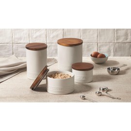 Le Creuset Signature Salt Cellar and Storage Canister with Wood Lid, 16 oz., Cerise