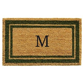 Calloway Mills 153042436M Sage Green Border 24" x 36" Monogram Doormat, (Letter M)