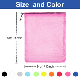 10Pcs Mesh Bag Colorful Drawstring Mesh Bags Laundry Bag Ball Bag Mesh Stuff Sack Storage Bag Multi Functional Nylon Mesh Bag for Sport, Swimming, Beach, Travel, Gym, Camping, Training (13'' x 16'')