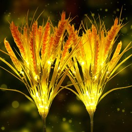 Idefair Solar Flowers Lights Outdoor, 2 Pack Solar Garden Stake Light Wheat Ear LED Waterproof for Outside Yard Pathway Lawn and Wedding