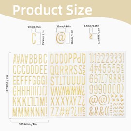 3 Sheets of Gold Letters for Gluing, Alphabet Bubble Stickers, Stereo Letters Numbers for Sticking, Letter Stickers, 3D Letter Stickers, for DIY Scrapbooking, Greeting Card Decoration, Cup.