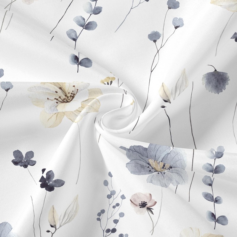 Gibelle 3 in 1 Shower Curtain Set, Grey Watercolor Floral