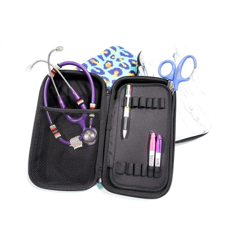 REKMED The MEGA Stethoscope Case - Color: Teal/Purple Cheetah