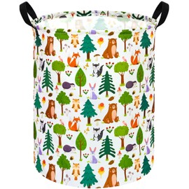 MAIZMZ Kids Animal Laundry Basket Nursery Hamper Storage Bins Gift Basket Clothes Organizer Toy Box Large Canvas Collapsible Chest for Home/Dorm/Kitchen/Pet/Office/Closet/Shelf/Room Decor