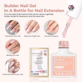 Saviland 12 Color Builder Nail Gel Set - 5-in-1 Builder Nail Gel Nail Strengthener for Thin Nails and Growth Gel Overlay Short Nail Extension Soak Off U V LED Hard Gel for Home Salon Easy To Use