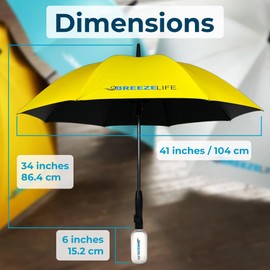 Breeze Life Rechargeable Mister Breeze, Sun Umbrella with Fan and Mister, Umbrella Mister with Built-in Fan, For Festivals, Beach and More, Blocks Harmful Sun Rays, Mist bottle included (Yellow)